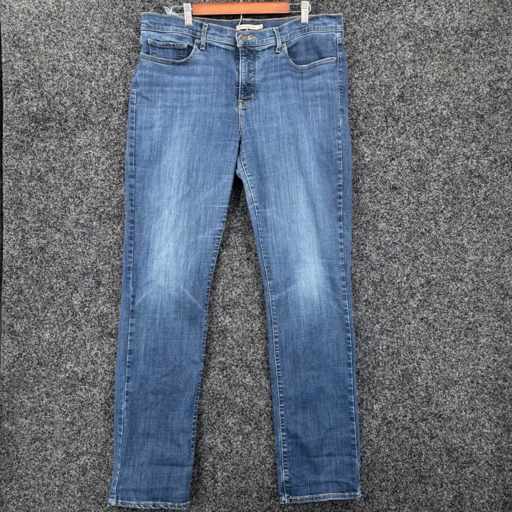 Levis 314 Shaping Straight Jeans Womens 34 Medium Wash Blue Denim Stretch